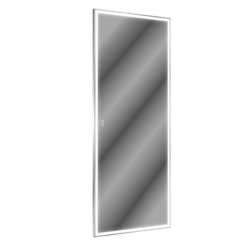 Extra Large LED Bathroom Mirror with 3 Color Aluminum Framed Wall Mirror Full Body Mirror with Lights, Vertical Horizontal Hanging Aluminum Framed Mirror for Bedroom Living Room, Silver, 84X36 inches