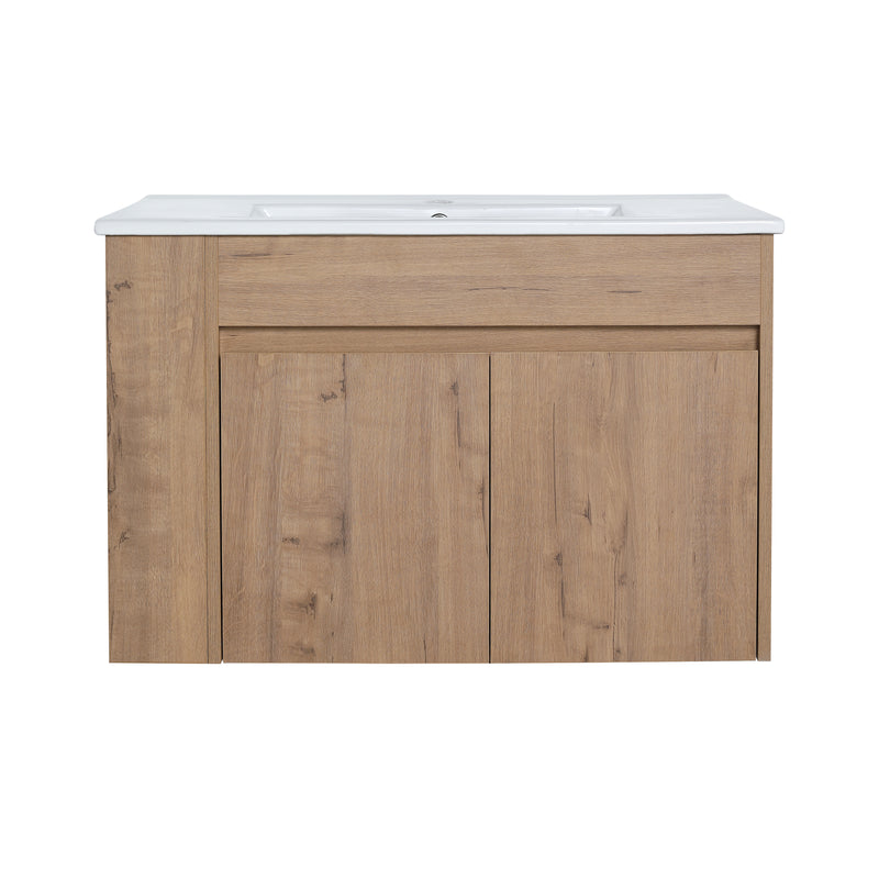 30 Inch Bathroom Vanity With White Ceramic Basin and Adjust Open Shelf(KD-PACKING)