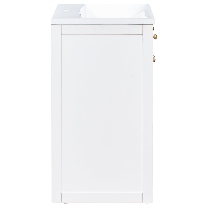24" Bathroom vanity with Single Sink, White Combo Cabinet Undermount Sink, Bathroom Storage Cabinet, Solid Wood Frame, Pull-out footrest