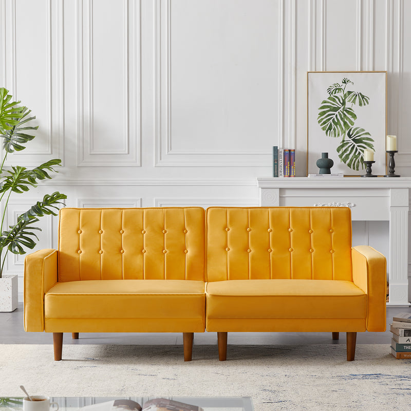 Yellow split sofa