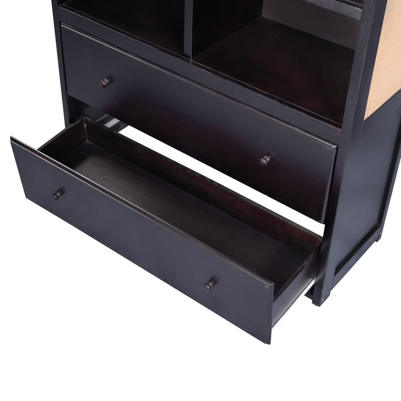 Wood Twin Over Twin Bunk Bed with Bookcase and Ladder, Multi-Functional Combination of Bunk Bed