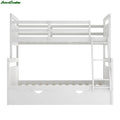 Twin Over Full Bunk Bed With Ladder, Twin Size Trundle, Safety Guard Rail Bunk Bed For Bedroom