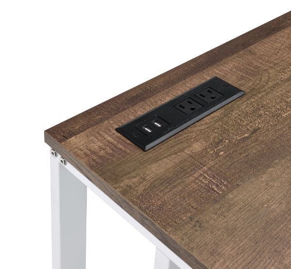 Writing Desk with Tyrese Built-in USB Port, Walnut & White Finish AL
