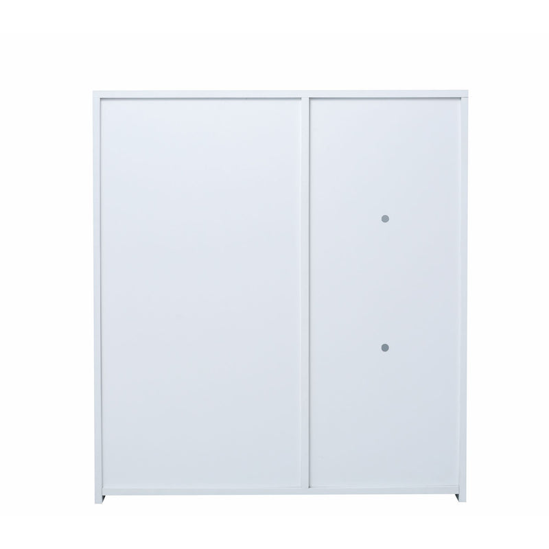Kitchen Sideboard Cupboard White High Gloss with Blue LED Light, Entryway Living Room Side Storage Cabinet Buffet with Shelves and Door for Dining Room Hallway RT