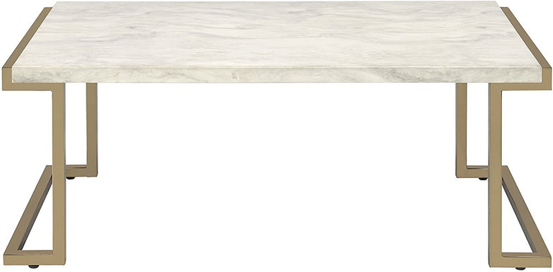 Boice II Coffee Table in Faux Marble & Champagne XH